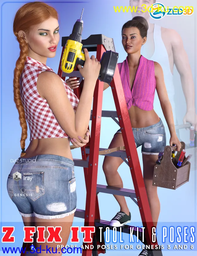 Z Fix It Tool Kit and Poses for Genesis 3 and 8模型的图片1