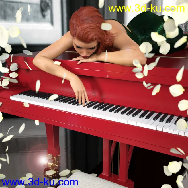Z Grand Piano and Poses for Genesis 3 and 8模型的图片2