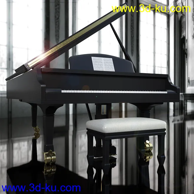 Z Grand Piano and Poses for Genesis 3 and 8模型的图片3