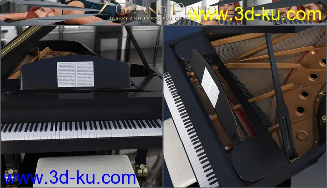 Z Grand Piano and Poses for Genesis 3 and 8模型的图片4