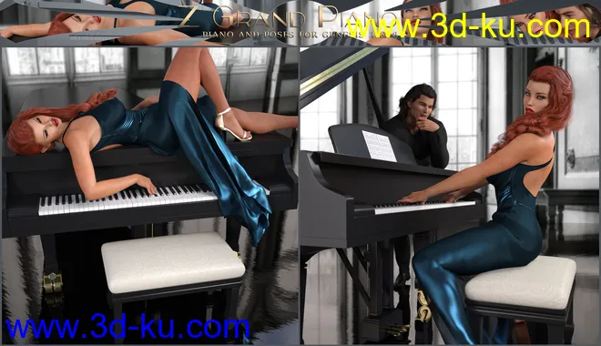 Z Grand Piano and Poses for Genesis 3 and 8模型的图片7