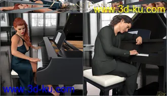 3D打印模型Z Grand Piano and Poses for Genesis 3 and 8的图片
