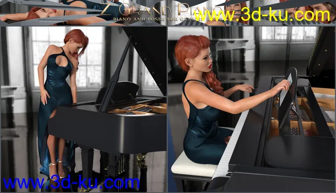 Z Grand Piano and Poses for Genesis 3 and 8模型的图片10