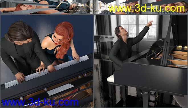 Z Grand Piano and Poses for Genesis 3 and 8模型的图片12
