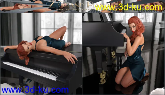 Z Grand Piano and Poses for Genesis 3 and 8模型的图片13