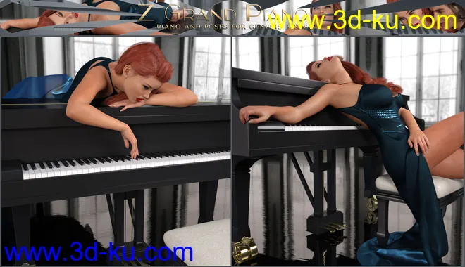 Z Grand Piano and Poses for Genesis 3 and 8模型的图片15