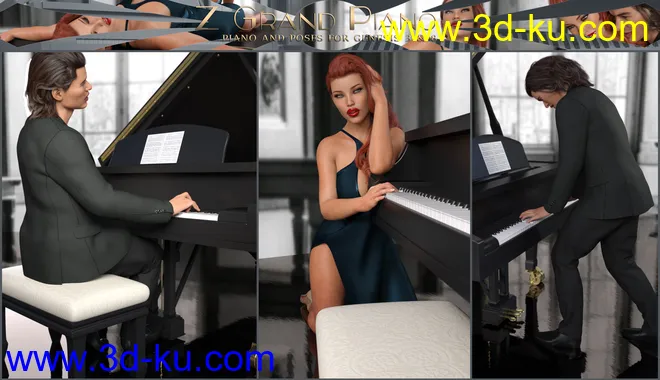 Z Grand Piano and Poses for Genesis 3 and 8模型的图片16