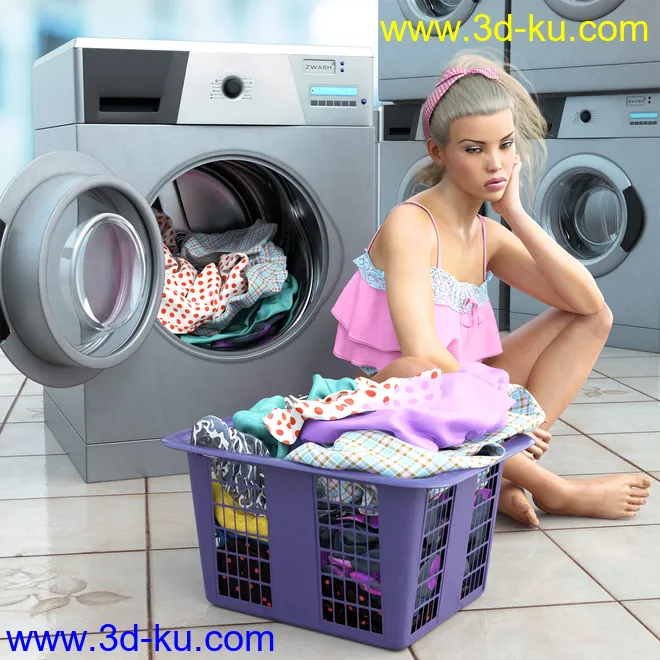 Z Household Chores Laundry for Genesis 8模型的图片2