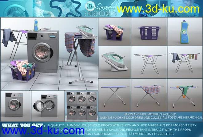 Z Household Chores Laundry for Genesis 8模型的图片3