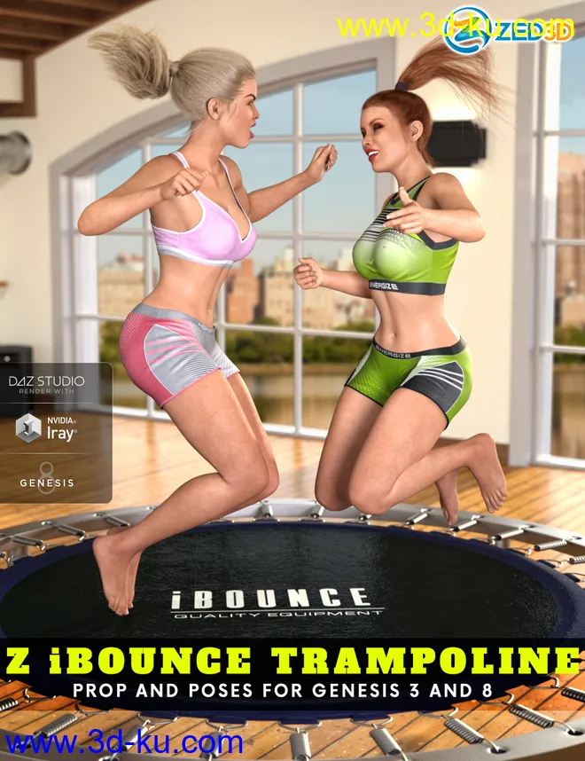 Z iBounce Trampoline Prop and Poses for Genesis 3 and 8模型的图片1