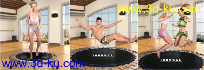 Z iBounce Trampoline Prop and Poses for Genesis 3 and 8模型的图片5