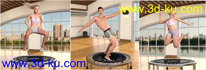 Z iBounce Trampoline Prop and Poses for Genesis 3 and 8模型的图片7