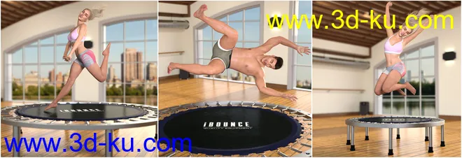 Z iBounce Trampoline Prop and Poses for Genesis 3 and 8模型的图片8