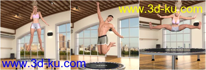 Z iBounce Trampoline Prop and Poses for Genesis 3 and 8模型的图片9
