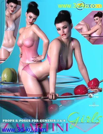 3D打印模型Z Martini Girls Prop and Poses for Genesis 3 and 8 Female的图片