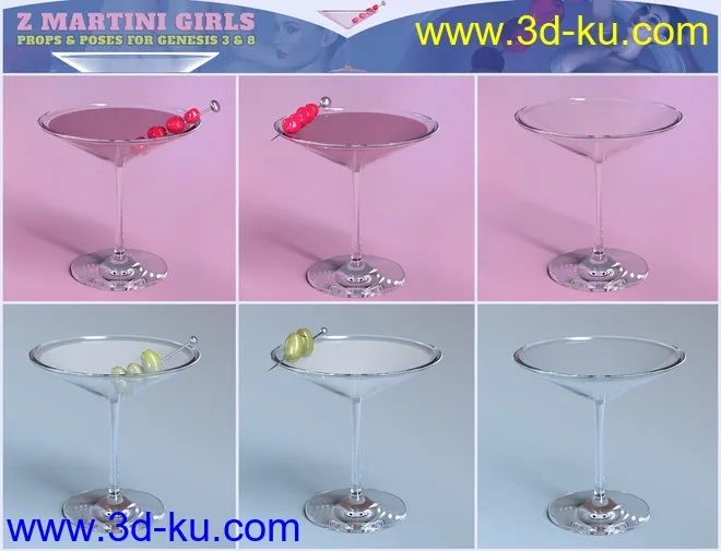 Z Martini Girls Prop and Poses for Genesis 3 and 8 Female模型的图片3