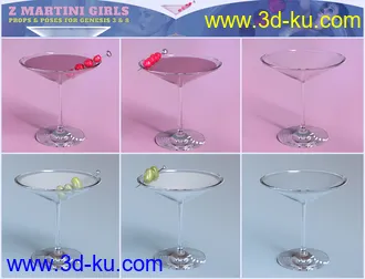 3D打印模型Z Martini Girls Prop and Poses for Genesis 3 and 8 Female的图片