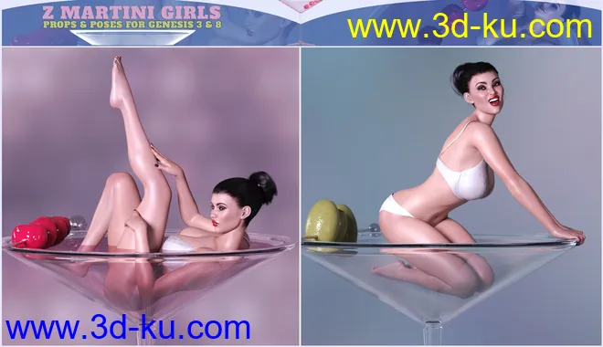 Z Martini Girls Prop and Poses for Genesis 3 and 8 Female模型的图片4