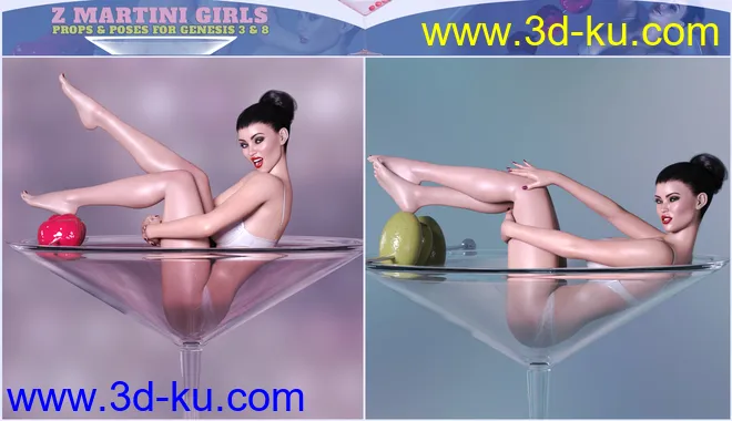 Z Martini Girls Prop and Poses for Genesis 3 and 8 Female模型的图片7