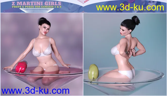 Z Martini Girls Prop and Poses for Genesis 3 and 8 Female模型的图片8
