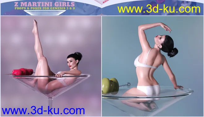 Z Martini Girls Prop and Poses for Genesis 3 and 8 Female模型的图片9