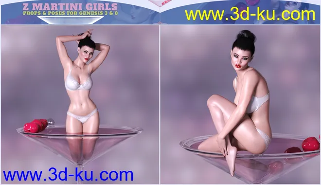 Z Martini Girls Prop and Poses for Genesis 3 and 8 Female模型的图片10