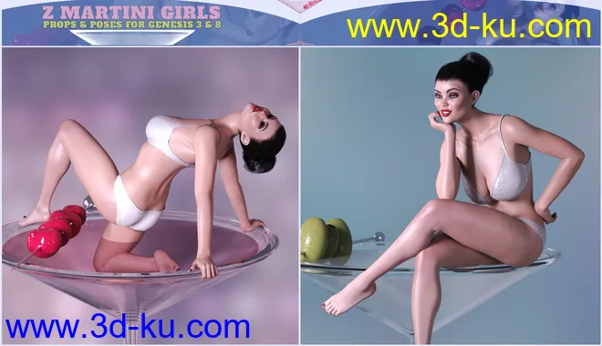 Z Martini Girls Prop and Poses for Genesis 3 and 8 Female模型的图片12