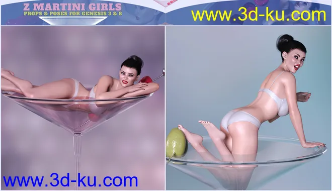 Z Martini Girls Prop and Poses for Genesis 3 and 8 Female模型的图片13
