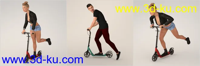 Z My Scooter Prop and Poses for Genesis 3 and 8模型的图片4
