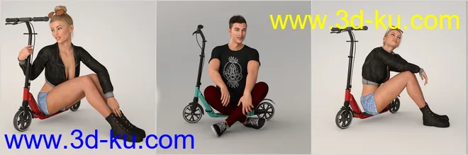 Z My Scooter Prop and Poses for Genesis 3 and 8模型的图片6