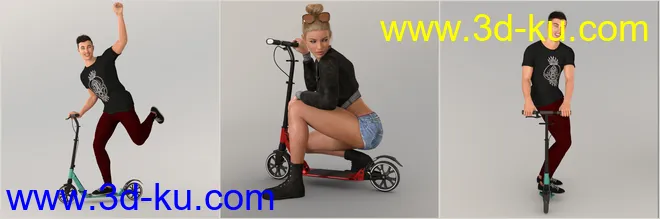 Z My Scooter Prop and Poses for Genesis 3 and 8模型的图片7