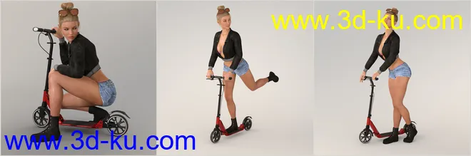 Z My Scooter Prop and Poses for Genesis 3 and 8模型的图片8