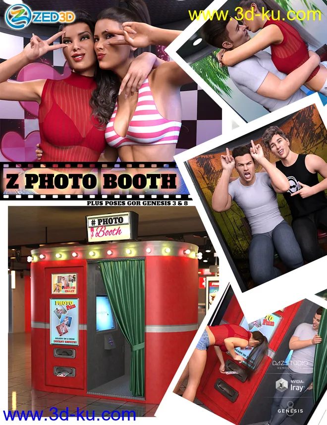 Z Photo Booth and Poses for Genesis 3 and 8模型的图片1