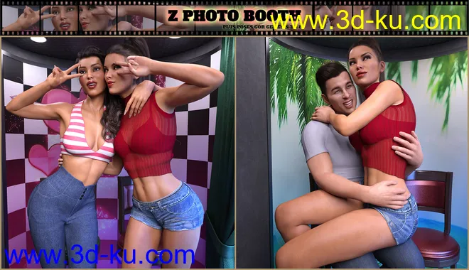 Z Photo Booth and Poses for Genesis 3 and 8模型的图片5