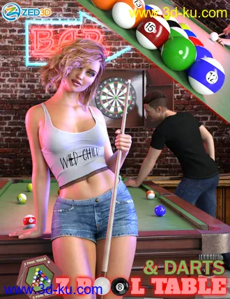 3D打印模型Z Pool Table and Darts for Genesis 8的图片