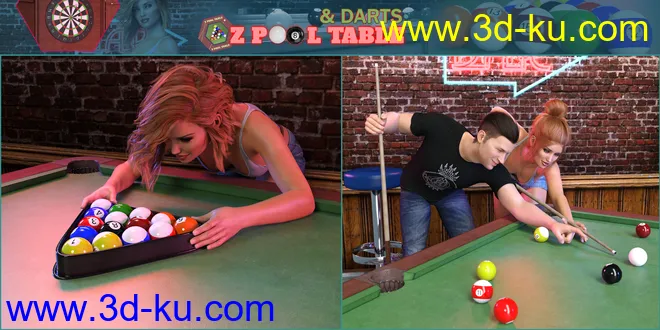 Z Pool Table and Darts for Genesis 8模型的图片4