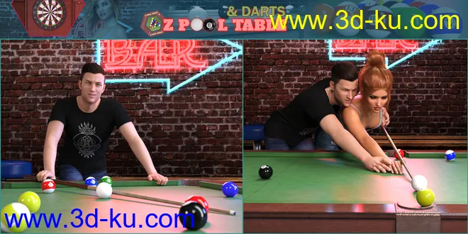 Z Pool Table and Darts for Genesis 8模型的图片5