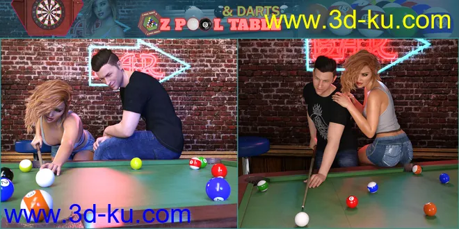 Z Pool Table and Darts for Genesis 8模型的图片7
