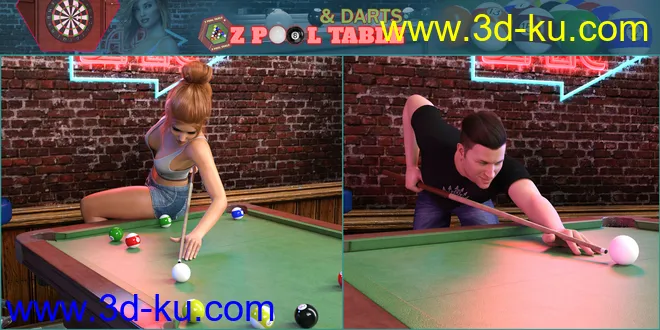 Z Pool Table and Darts for Genesis 8模型的图片12