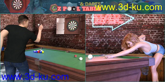 Z Pool Table and Darts for Genesis 8模型的图片13