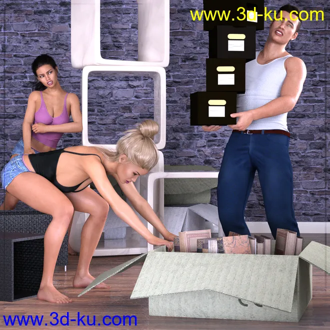 Z Push Pull and Carry Utility Poses for Genesis 3 and 8模型的图片2