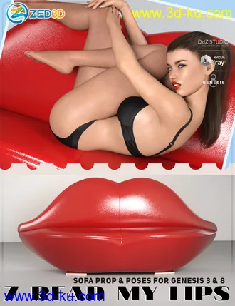 3D打印模型Z Read My Lips Sofa and Poses for Genesis 3 and 8的图片