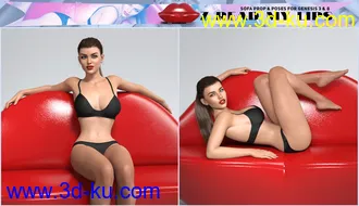 3D打印模型Z Read My Lips Sofa and Poses for Genesis 3 and 8的图片