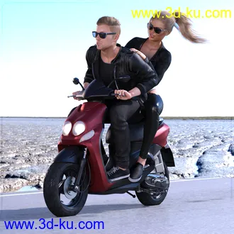 3D打印模型Z Scooter Fun and Poses for Genesis 3 and 8的图片