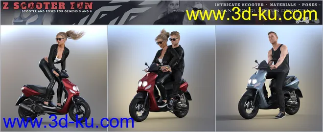 Z Scooter Fun and Poses for Genesis 3 and 8模型的图片5