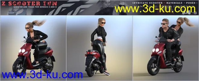 Z Scooter Fun and Poses for Genesis 3 and 8模型的图片6