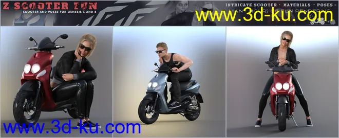 Z Scooter Fun and Poses for Genesis 3 and 8模型的图片8