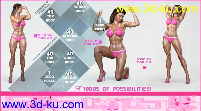 Z Sexy Bodybuilder Shape Preset and Poses for Genesis 8 Female模型的图片3