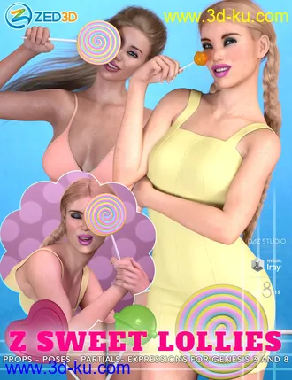 3D打印模型Z Sweet Lollies Props and Poses for Genesis 3 and 8 Female的图片