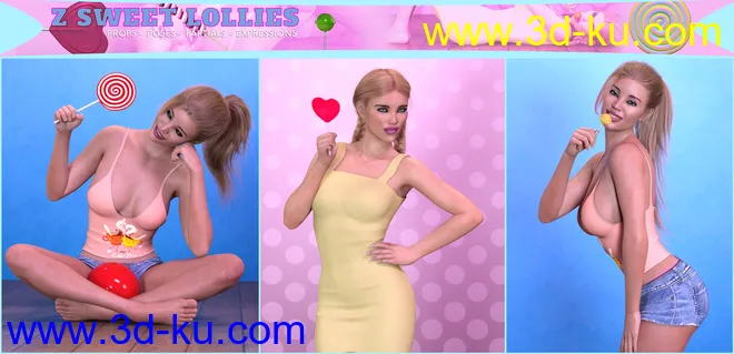 Z Sweet Lollies Props and Poses for Genesis 3 and 8 Female模型的图片7